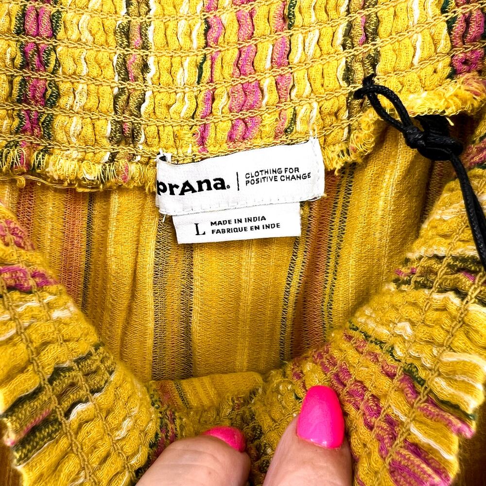 PRANA Women's Little Palm Cami Tank Top Large Yellow Leapfrog Stripe NWT - Picture 9 of 12